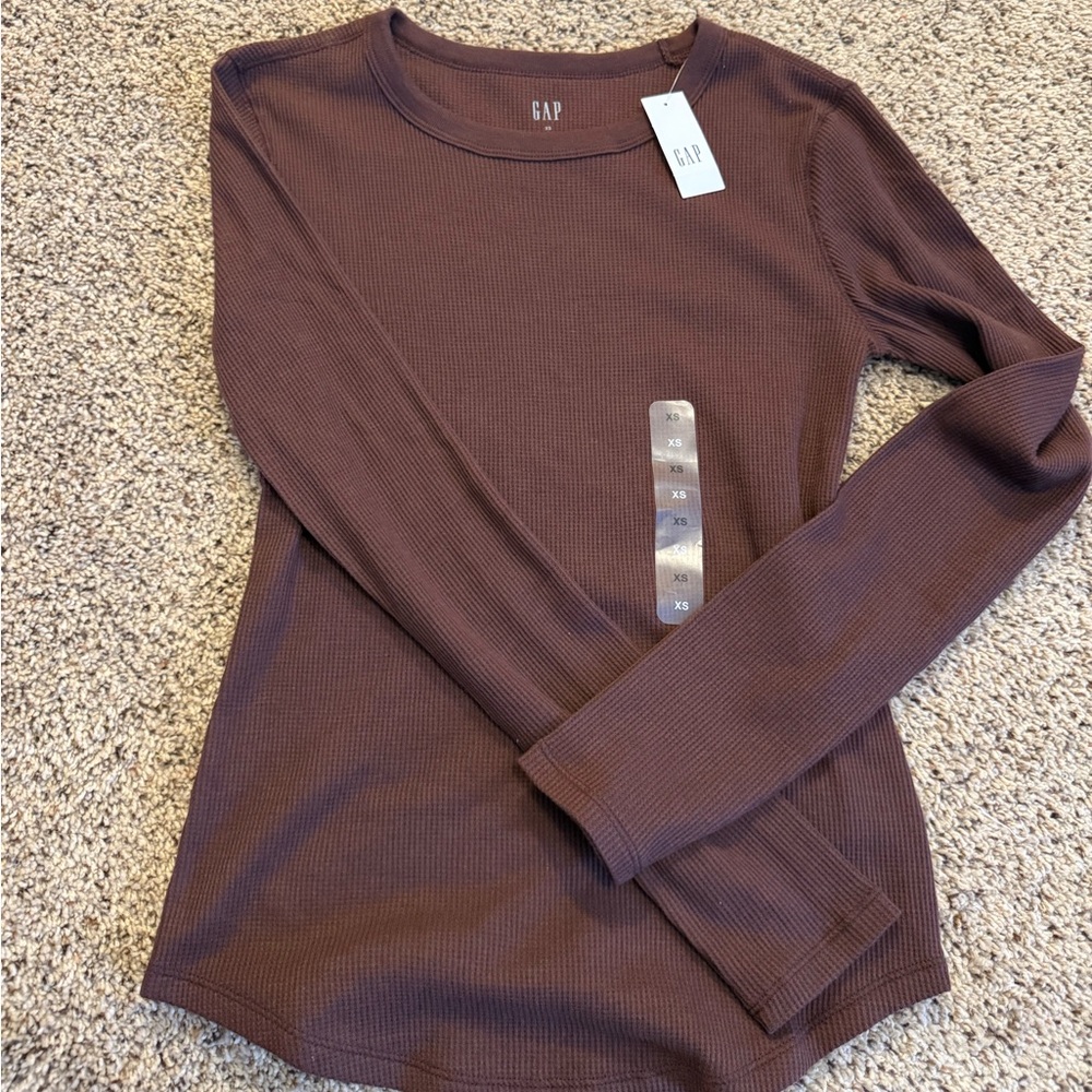 GAP Chocolate Ribbed Long Sleeve Shirt